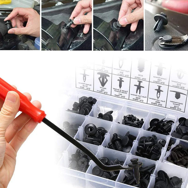 Auto Fastener Clips Kit: Durable Plastic Rivets for Car Body, Bumper, Door Trim - Various Quantities & Tools