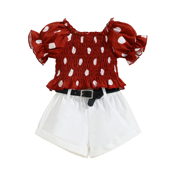 Bubble Short Sleeve Top Shorts with Belt Suit - Regeneration Zone