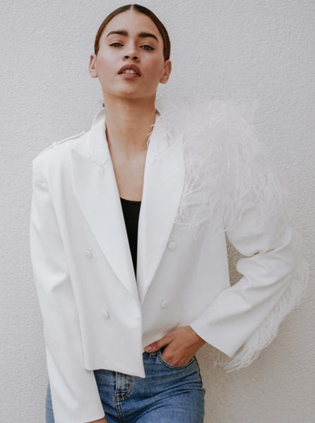 Lydia Ostrich Feather Blazer - Regeneration Zone