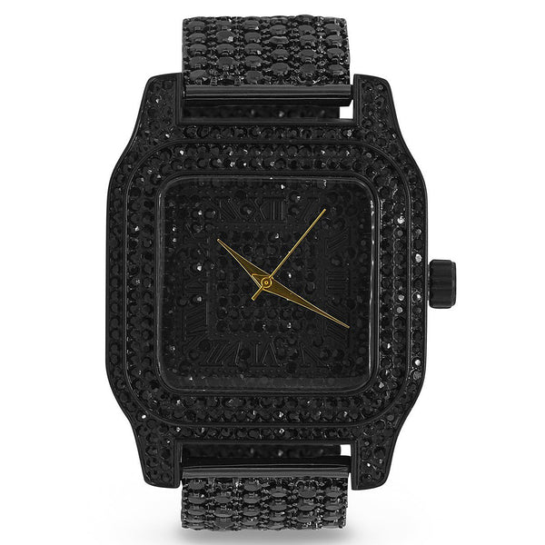 Luxury Ice Black CZ Custom Metal Band Watch - Regeneration Zone