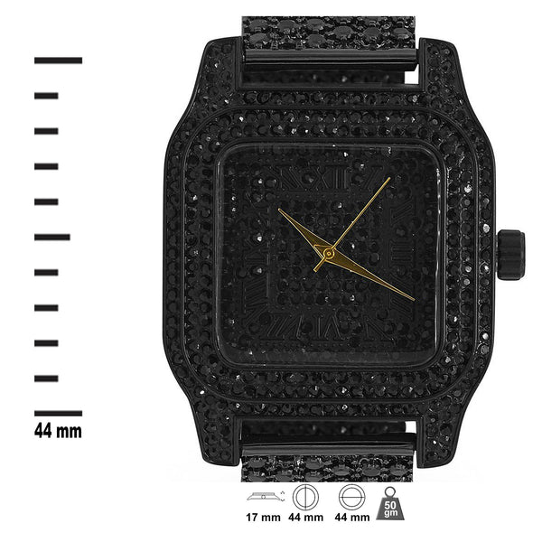 Luxury Ice Black CZ Custom Metal Band Watch - Regeneration Zone