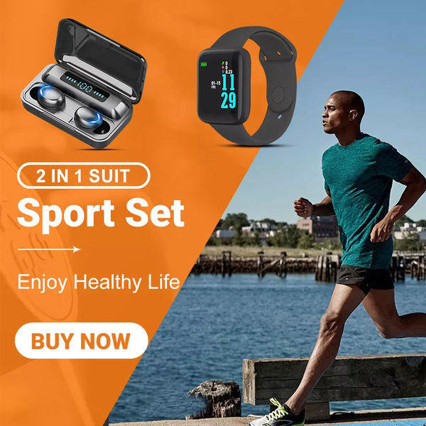 Valdus 2 in 1 Sport Set F9 EarphoneWireless with Smart Watch Waterproof (Black) - Regeneration Zone