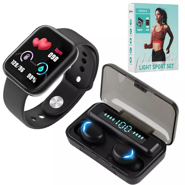 Valdus 2 in 1 Sport Set F9 EarphoneWireless with Smart Watch Waterproof (Black) - Regeneration Zone
