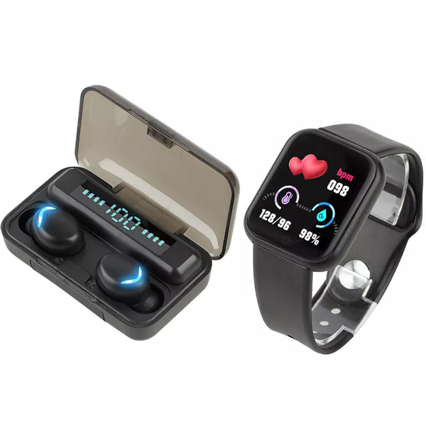 Valdus 2 in 1 Sport Set F9 EarphoneWireless with Smart Watch Waterproof (Black) - Regeneration Zone