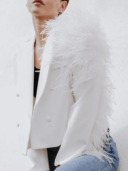 Lydia Ostrich Feather Blazer - Regeneration Zone