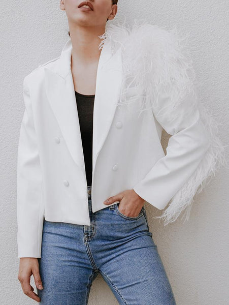 Lydia Ostrich Feather Blazer - Regeneration Zone