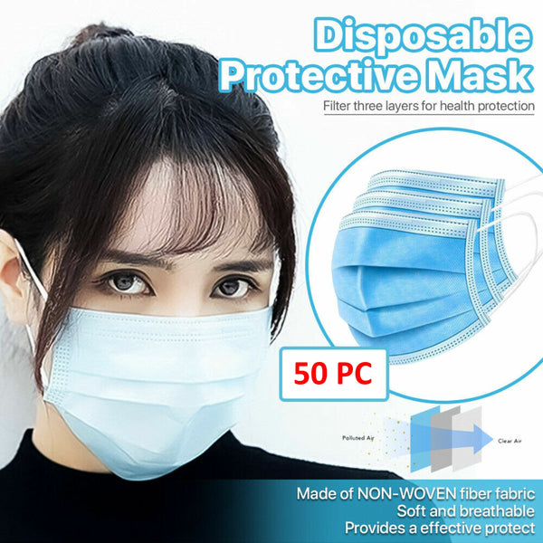 [50 PCS] 3-Ply Disposable Face Mask Non Medical Surgical Earloop - Regeneration Zone