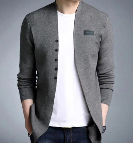 Mens Slim Fit Cardigan with Button Design - Regeneration Zone
