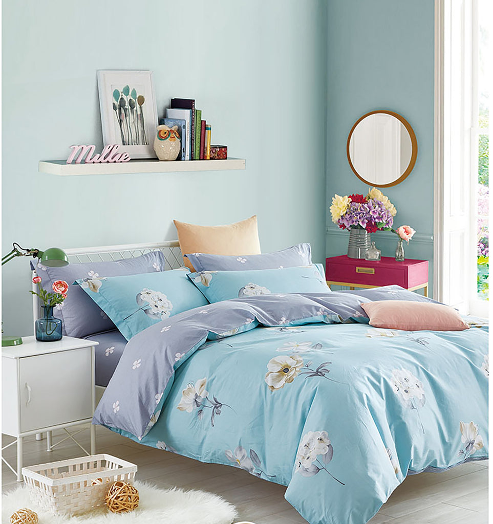 Lillian Blue Floral 100% Cotton Comforter Set - Regeneration Zone