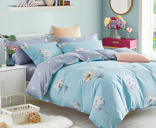 Lillian Blue Floral 100% Cotton Comforter Set - Regeneration Zone