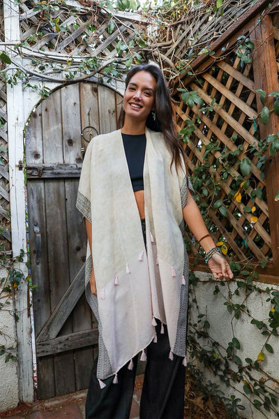Tropical Leaves Draped Sleeve Kimono - Regeneration Zone