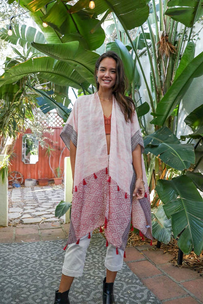 Tropical Leaves Draped Sleeve Kimono - Regeneration Zone