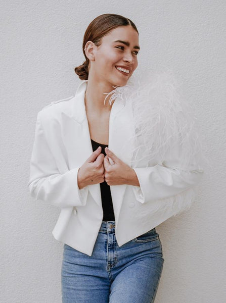 Lydia Ostrich Feather Blazer - Regeneration Zone