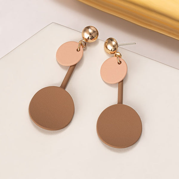Brown Arcylic Geometric Dangle Drop Gold Earing - Regeneration Zone