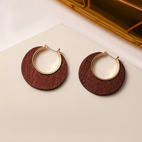 Brown Arcylic Geometric Dangle Drop Gold Earing - Regeneration Zone