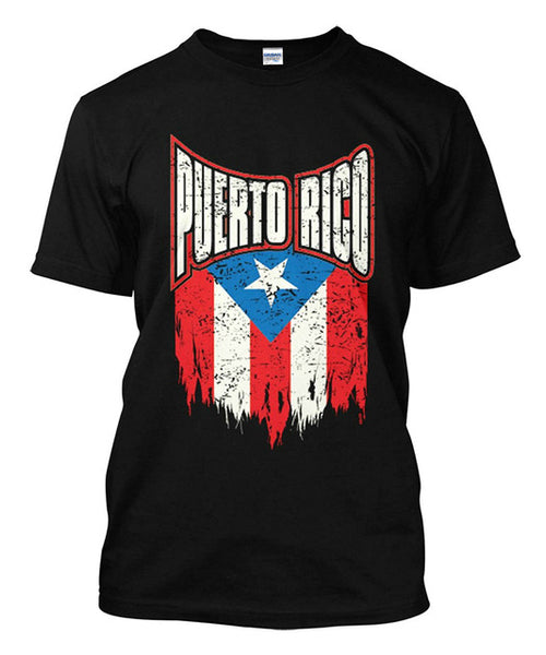 Tshirt O-neck Summer Personality Fashion Men T-shirts Big Puerto Rico Distressed Flag Men's T-shirt - Regeneration Zone