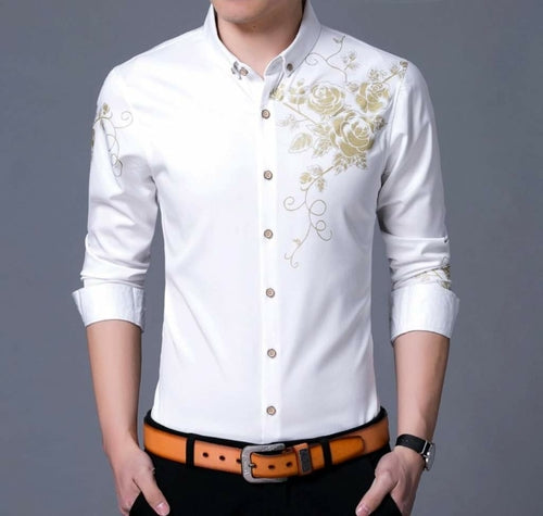 Mens Button Front Shirt with Floral Design - Regeneration Zone